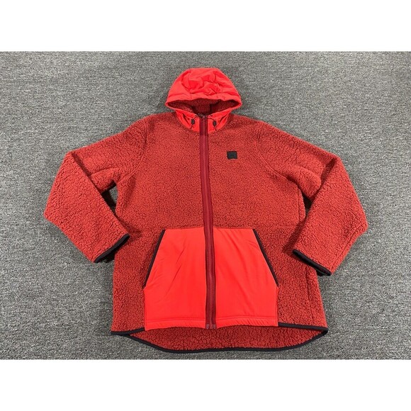 Under Armour Jacket Mens Extra Large Red Full Zip Long Sleeve Sherpa Hooded - Picture 1 of 12